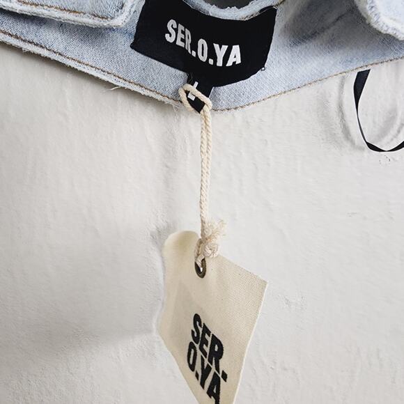 Ser.O.Ya Retrofete Manny Denim Halter Cropped Vest Blue L NWT - Picture 12 of 14